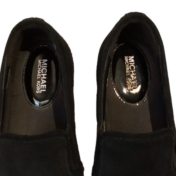 Michael Kors KEATON Slip-ons women's 8.5 Black Suede Leather HL17F Great Cond - Picture 3 of 12